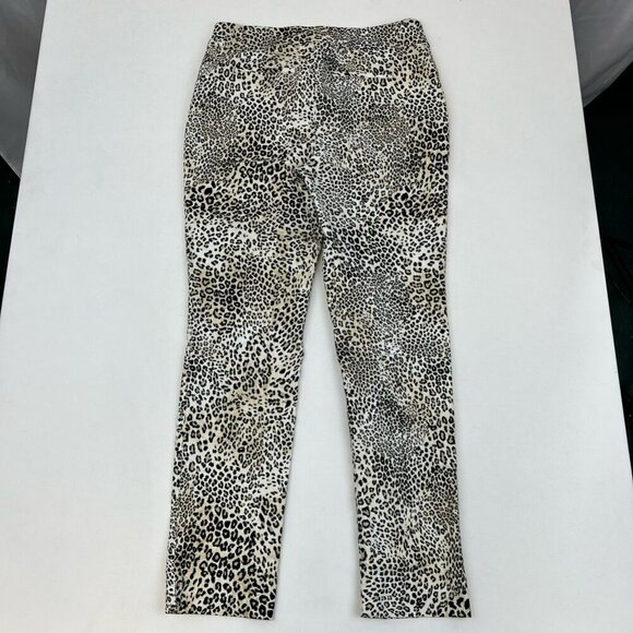 Chicos Womens Cropped Pants Multicolor Leopard Pockets Pull On Stretch 4R - Picture 7 of 10